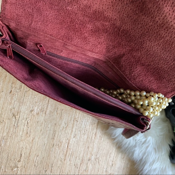 Cranberry Red Eel Leather Clutch/Crossbody - Picture 5 of 8